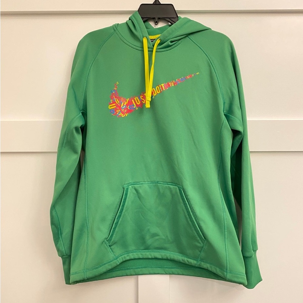 Nike Therma Fit Swoosh Green Just Do It Hoodie Hooded Sweatshirt Sz M